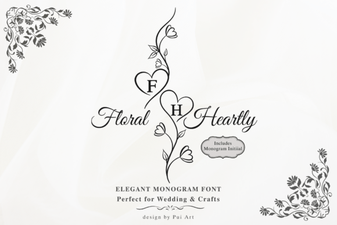 Floral Heartly Monogram Font: Elegant Designs for Creative Projects